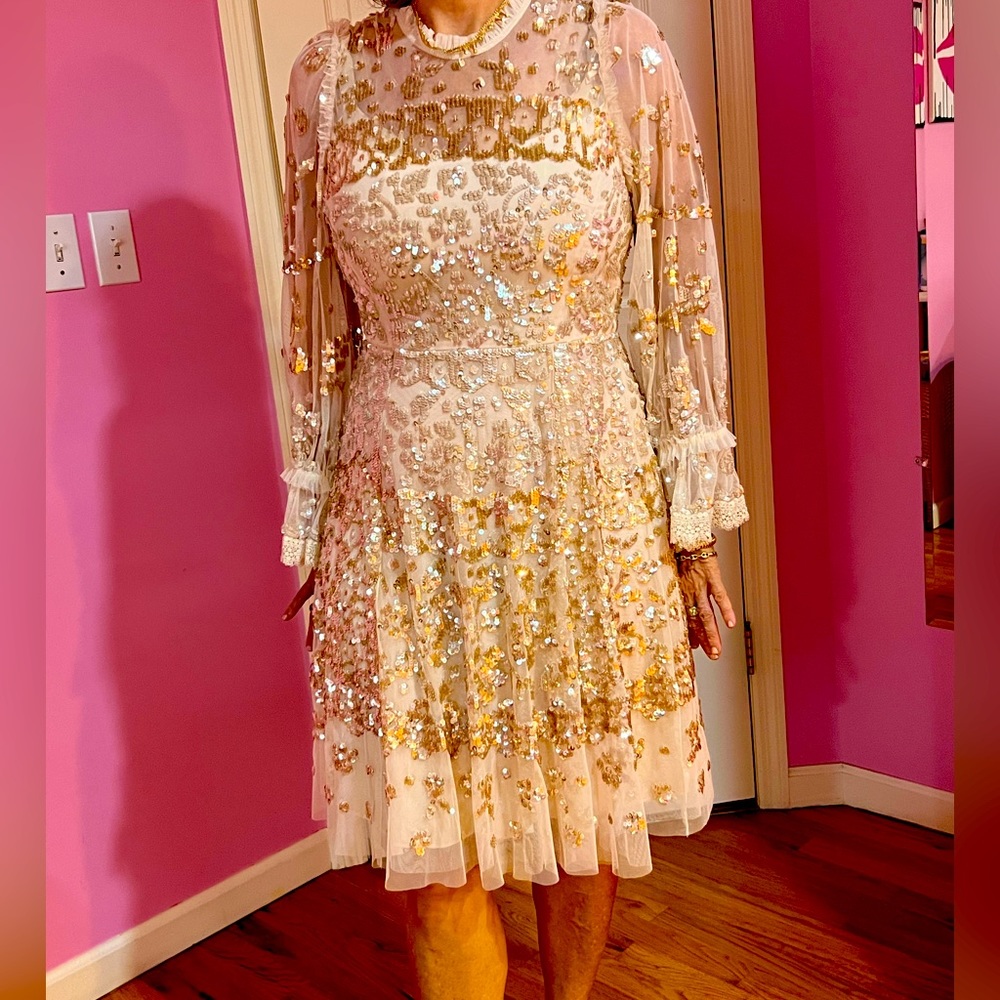 Needles and thread sequence dress knee length size 8 gem
